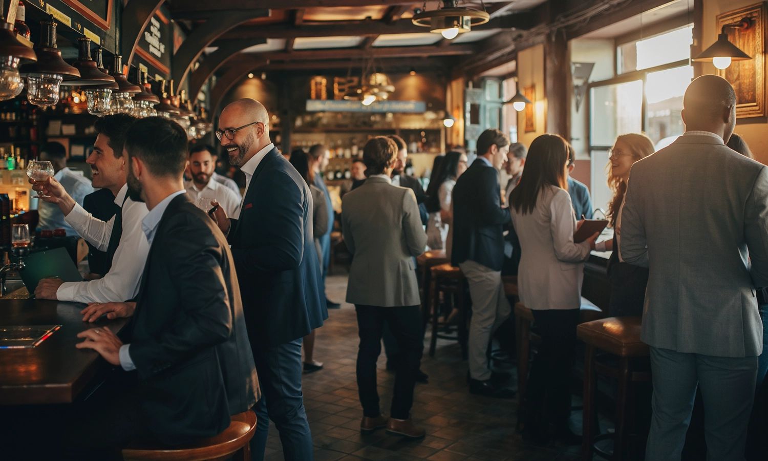 Get-together von Business-Gästen in einem Pub.