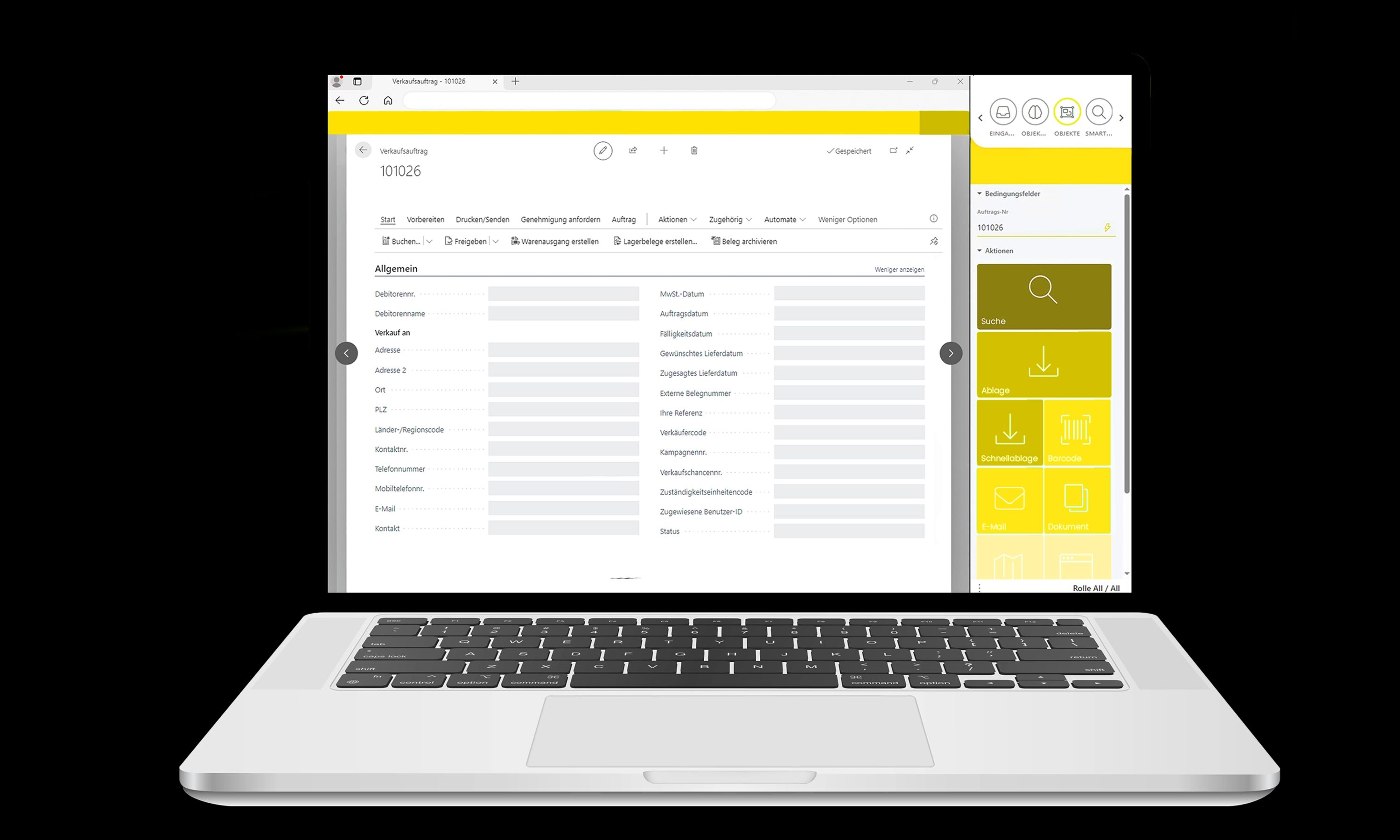 Laptop zeigt ERP-Software.