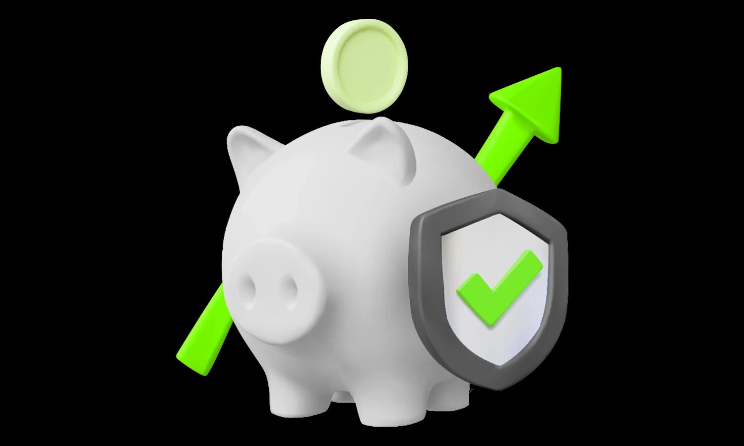 Stilisierte 3D-Grafik eines Sparschweins.