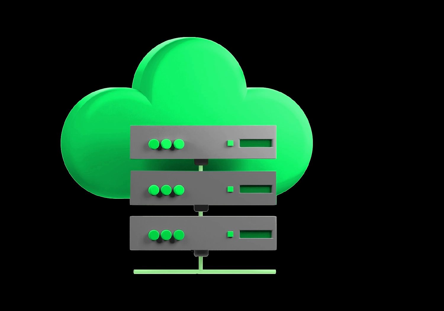 3D-Darstellung einer Cloud und eines Servers im Comic-Stil